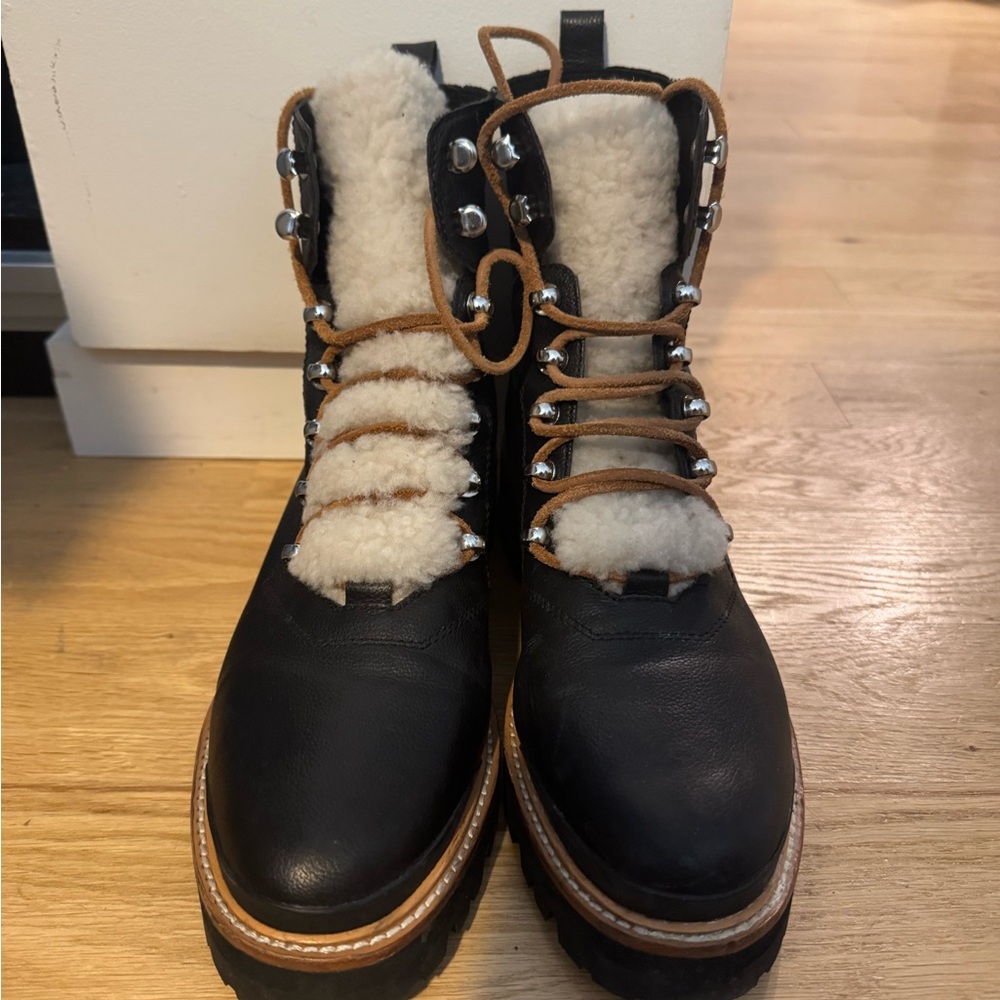 Marc Fisher Lizzie boots - Black - real sheep fur - size 9M